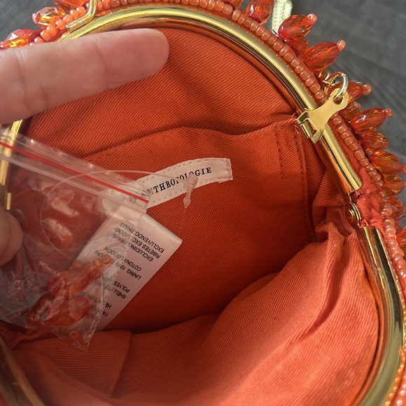 Anthropologie Beaded Fringe Crossbody Bag in coral orange - Picture 9 of 9